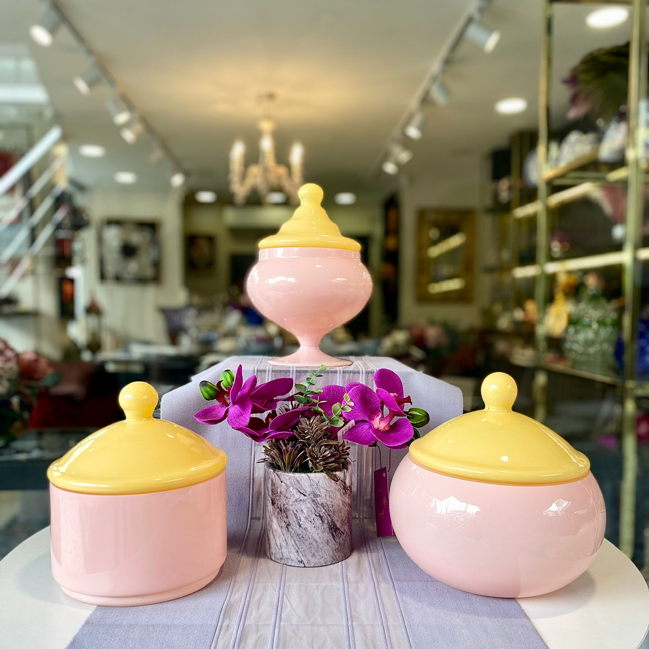 Pembe&Sarı Cam Kase, Sunumluk (Teşhir Ürünüdür) - Görsel 2